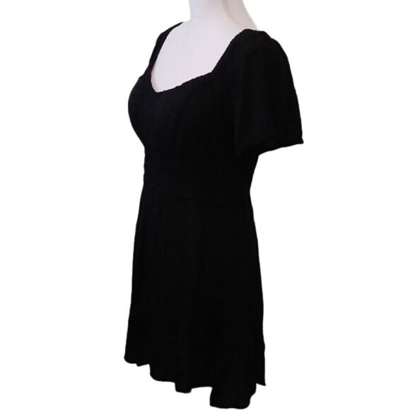 NEW Lily Rose Black Empire Waist Mini Dress, Size M, Flutter Sleeve Skater Dress - Picture 6 of 16